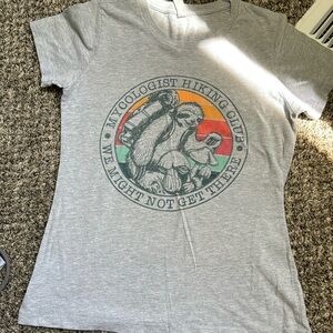 Mycologist Hiking Club Sloth T-shirt Gray